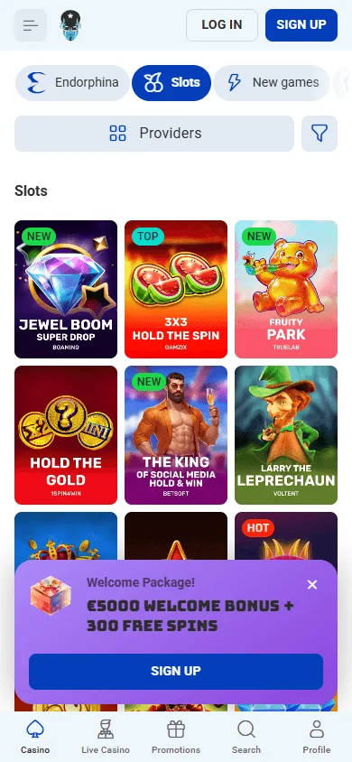 Rocket Spin Casino mobile game library